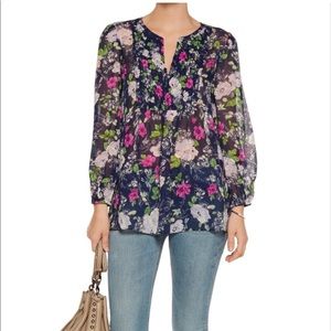Joie Floral Silk Chiffon Peasant Blouse